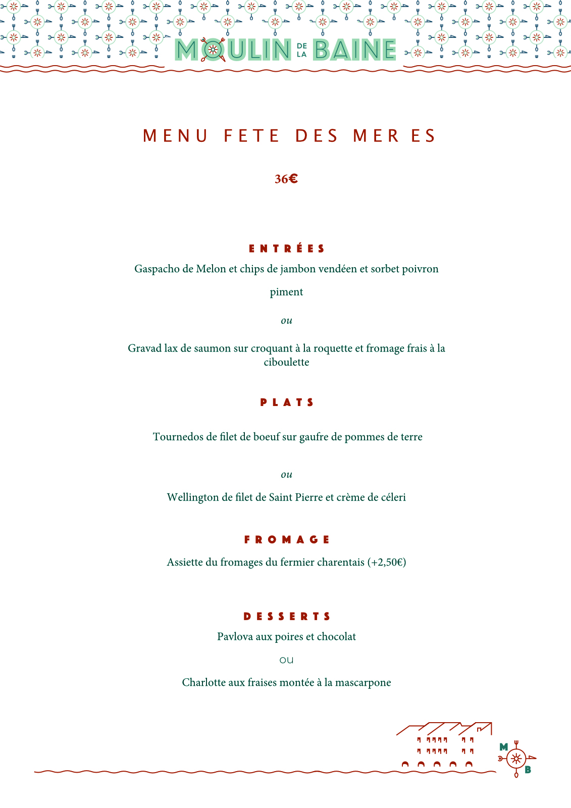 Menu Fête des Mères 2024