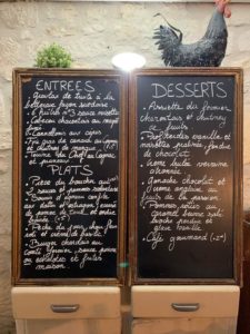 Menu : Ardoise du jour