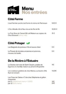 Carte Moulin de la Baine : Nos entrées
