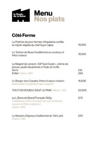 Carte Moulin de la Baine : Nos plats, côté Ferme