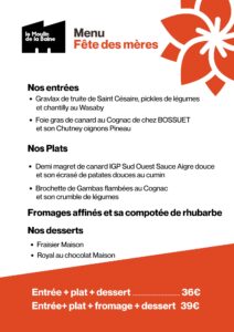 Menu Fête des mères 2025