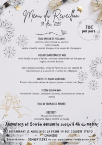 Menu du Réveillon 31 décembre 2025