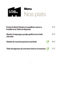 Carte du Moulin de la Baine : Plats